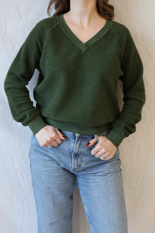 Zuri Inside Out V-Neck Sweatshirt | Fern