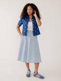 Emma Skirt Blue Stripe Linen Cotton