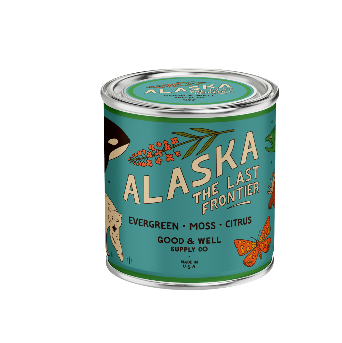 Alaska State Soy Candle  : 1/2 Pint / Cotton Wick