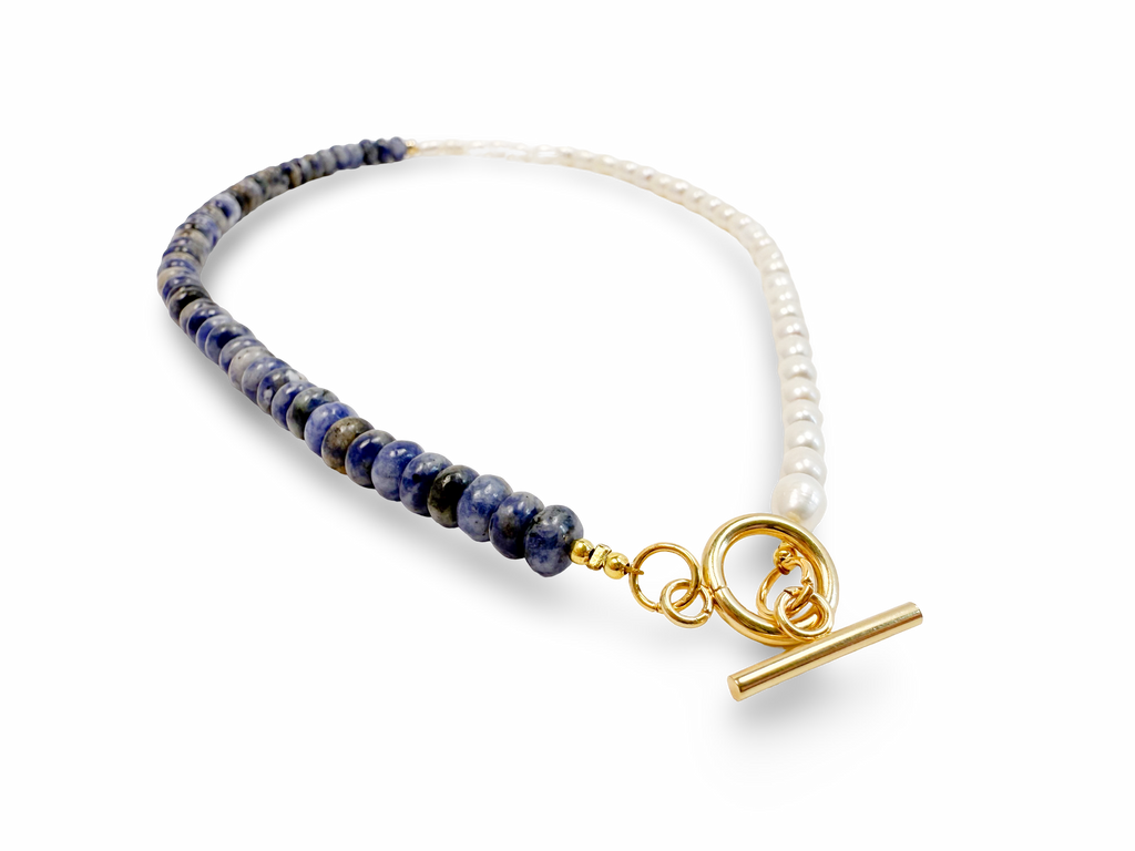 Harmony Pearl & Lapis Gemstone Necklace