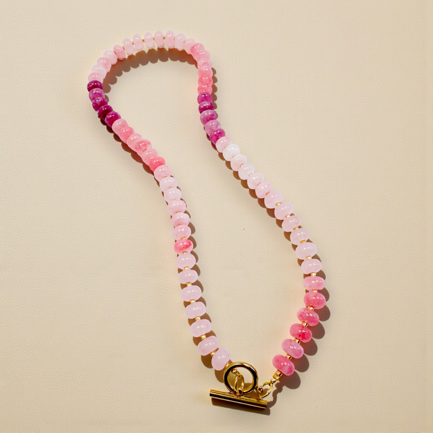 Bold Gemstone Beaded Necklace Pink Ombre