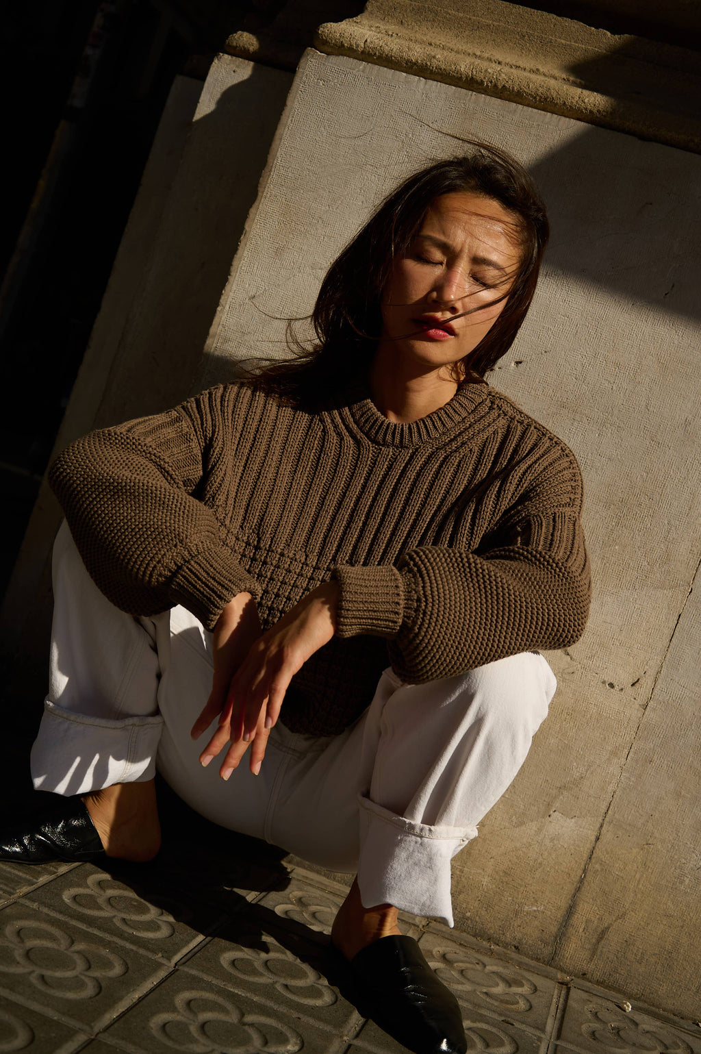 Delčia: 100% Cotton Earth Brown Sweater 