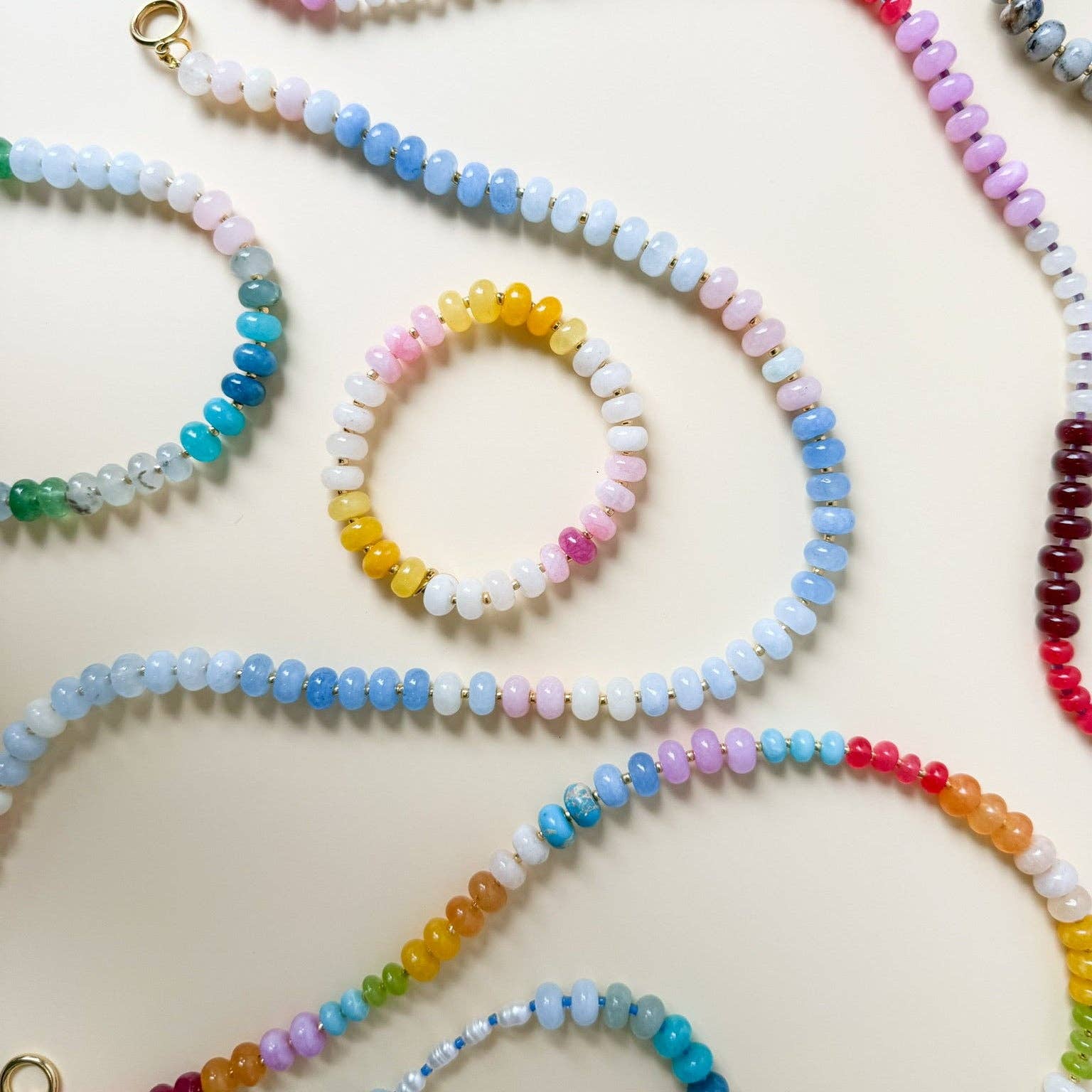 Cotton Candy Quartz Bold Gemstone Beaded Necklace