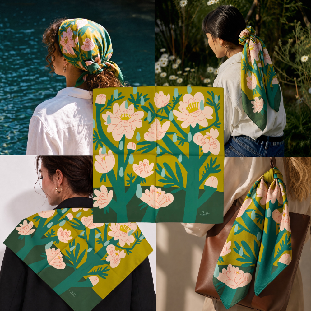 April Showers Scarf | 100% Silk Bandana |