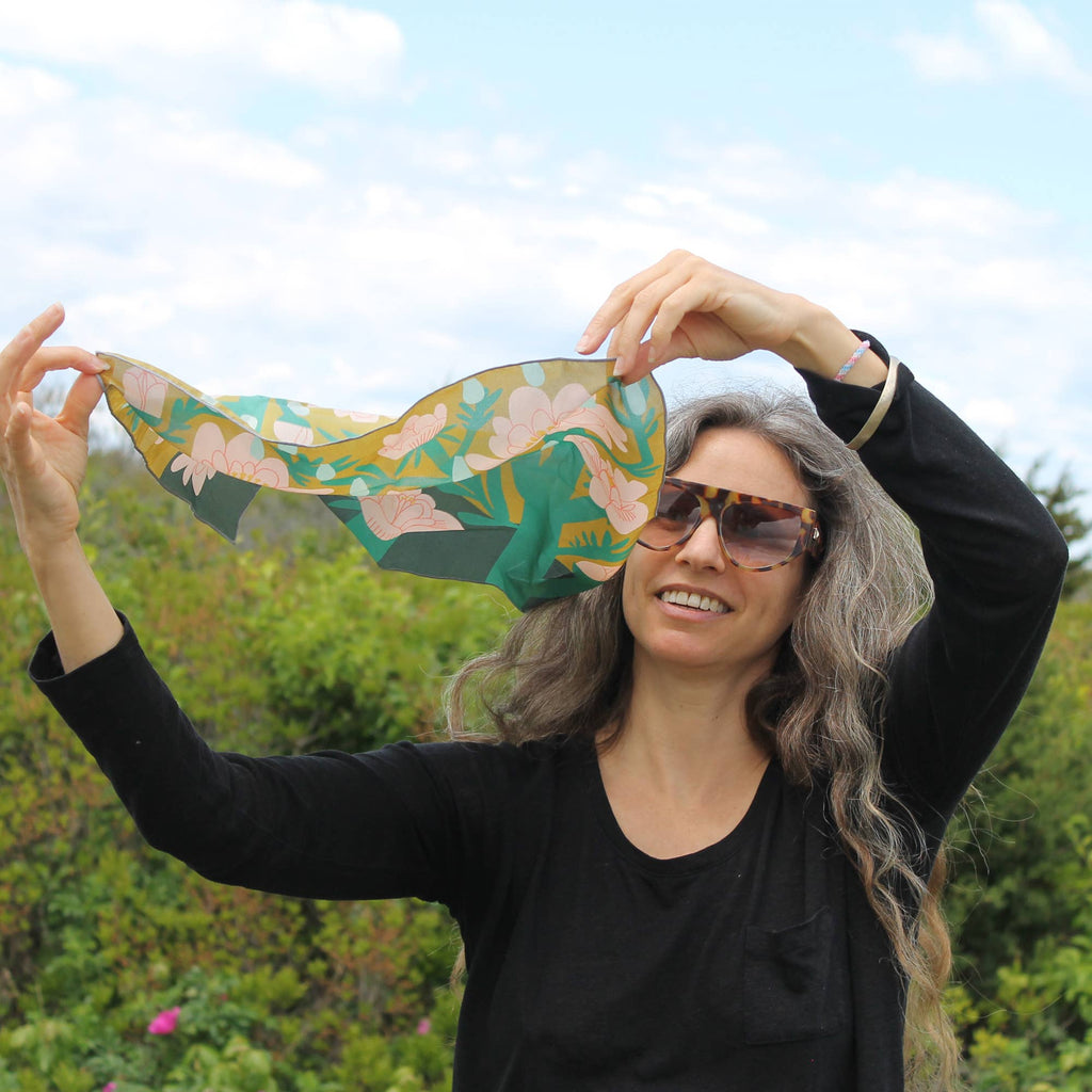 April Showers Scarf | 100% Silk Bandana |