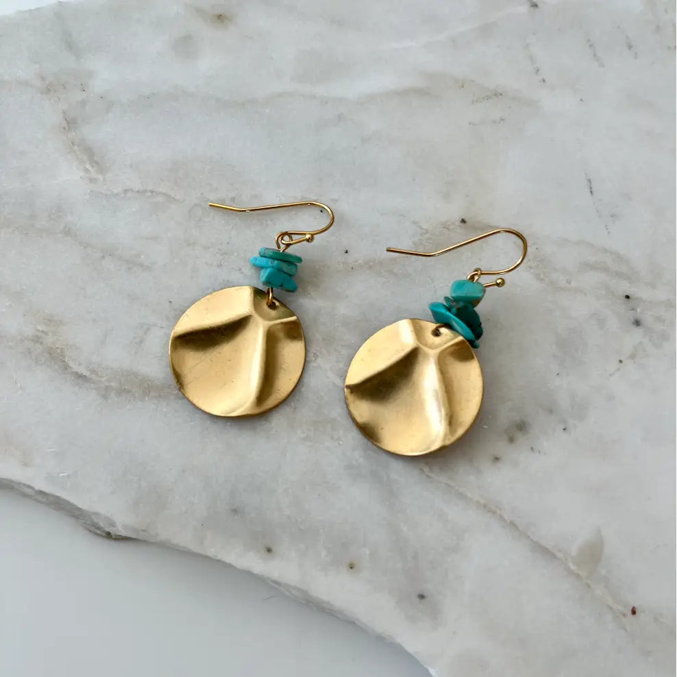 Turquoise Disc Earrings