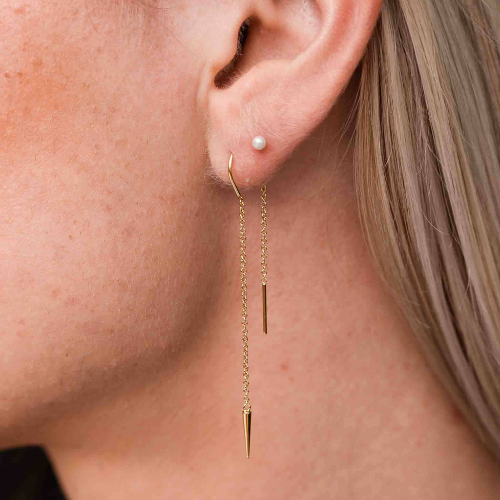 14K Gold Plated Spike Threader Earrings | Larissa Loden