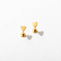 14k Gold PVD or Titanium Heart Flat Back Stud Earrings - Pair