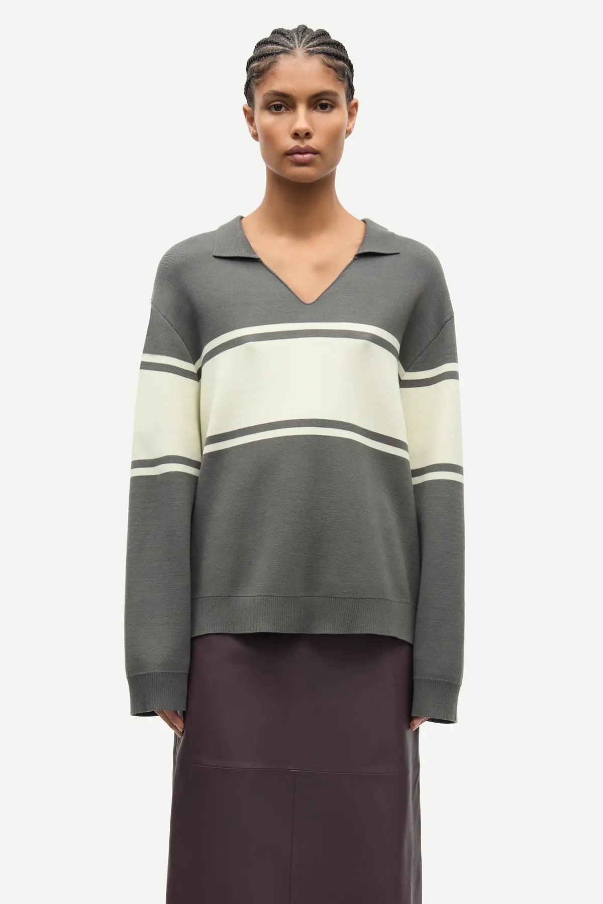 Saanne Polo | Gunmetal Stripe