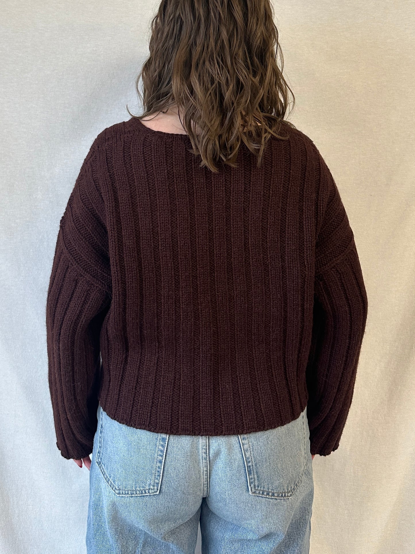 Cropped Rib Sweater | Plum