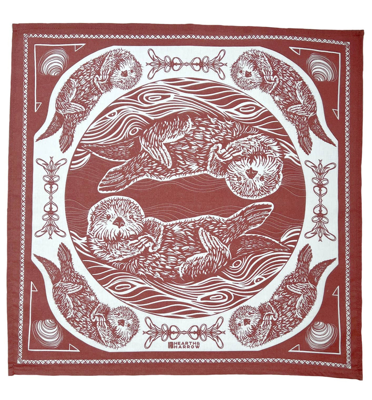 Otter Bandana | 100% Cotton | Brick Red