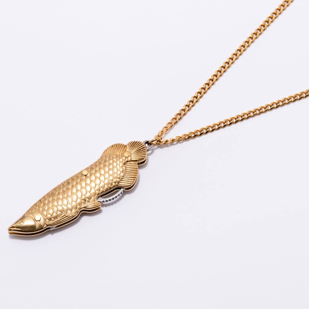 Fish Utility Safety Necklace - Brass & Steel | Larissa Loden