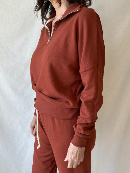 Maren Half Zip Sweatshirt | Russet