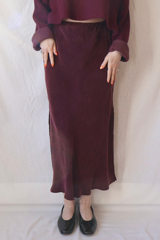 Bias Slip Skirt | Aubergine