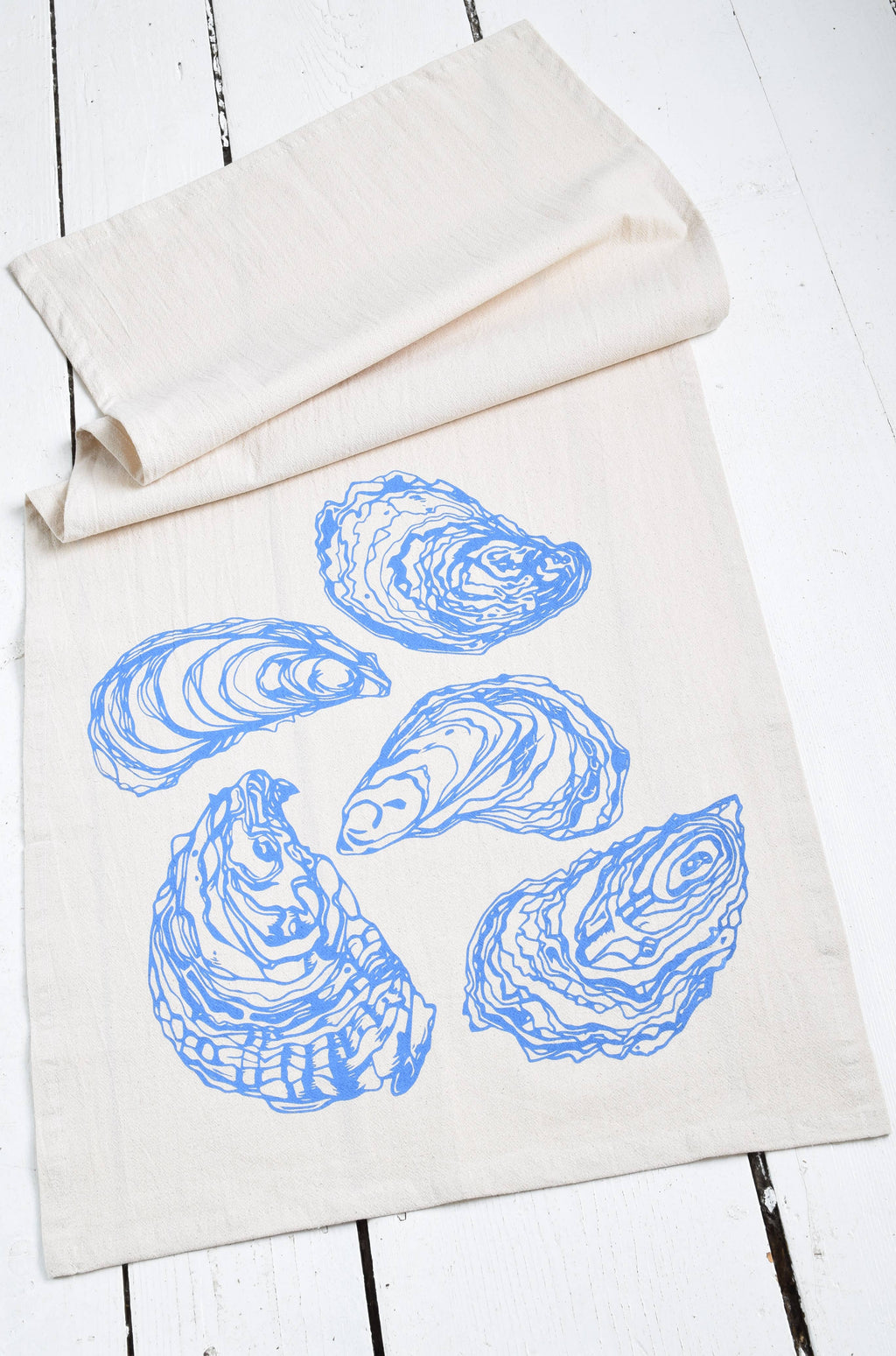 Oyster Tea Towel in Blue-violet - Organic Cotton - Sea Shell