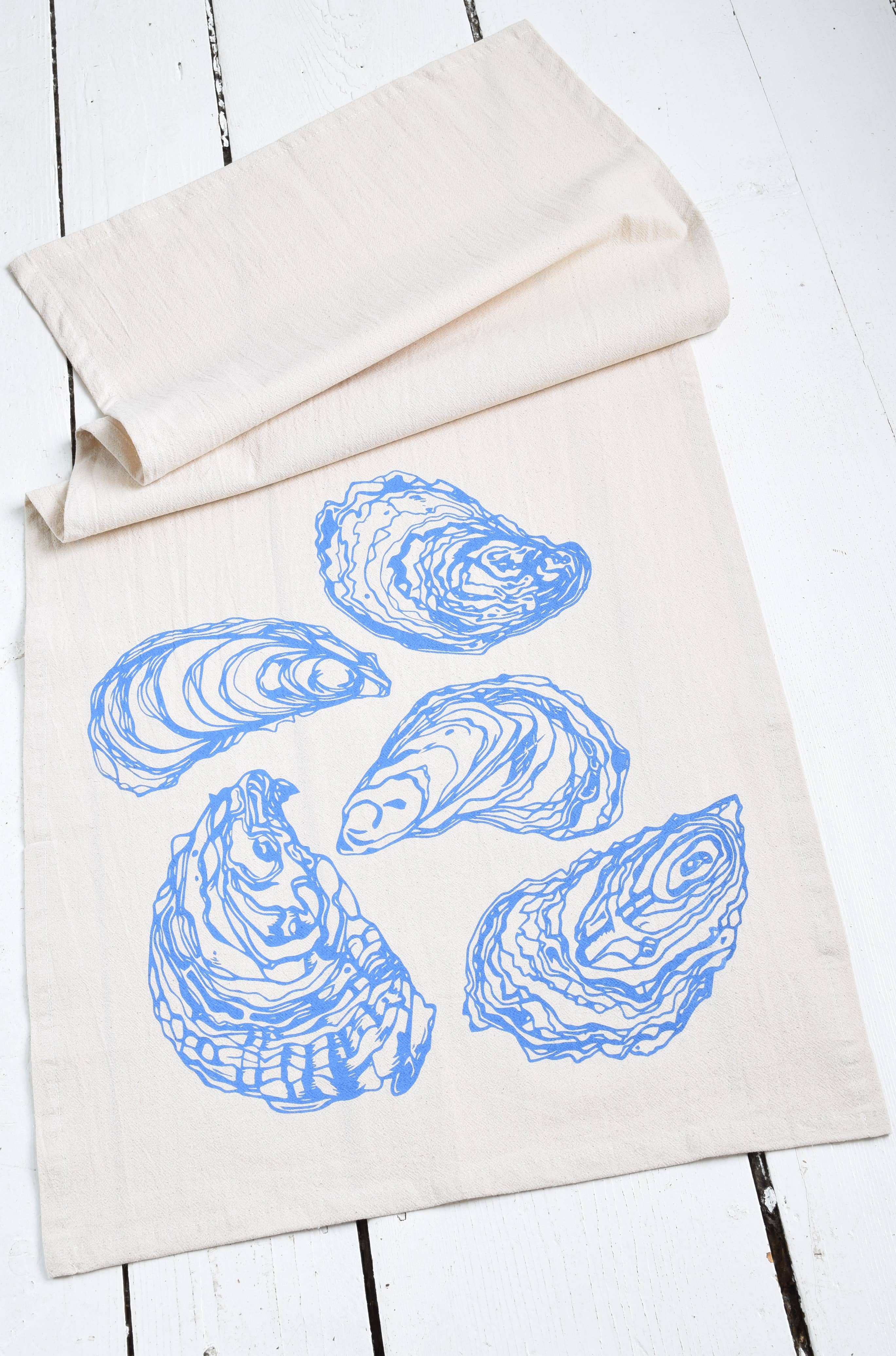 Oyster Tea Towel in Blue-violet - Organic Cotton - Sea Shell