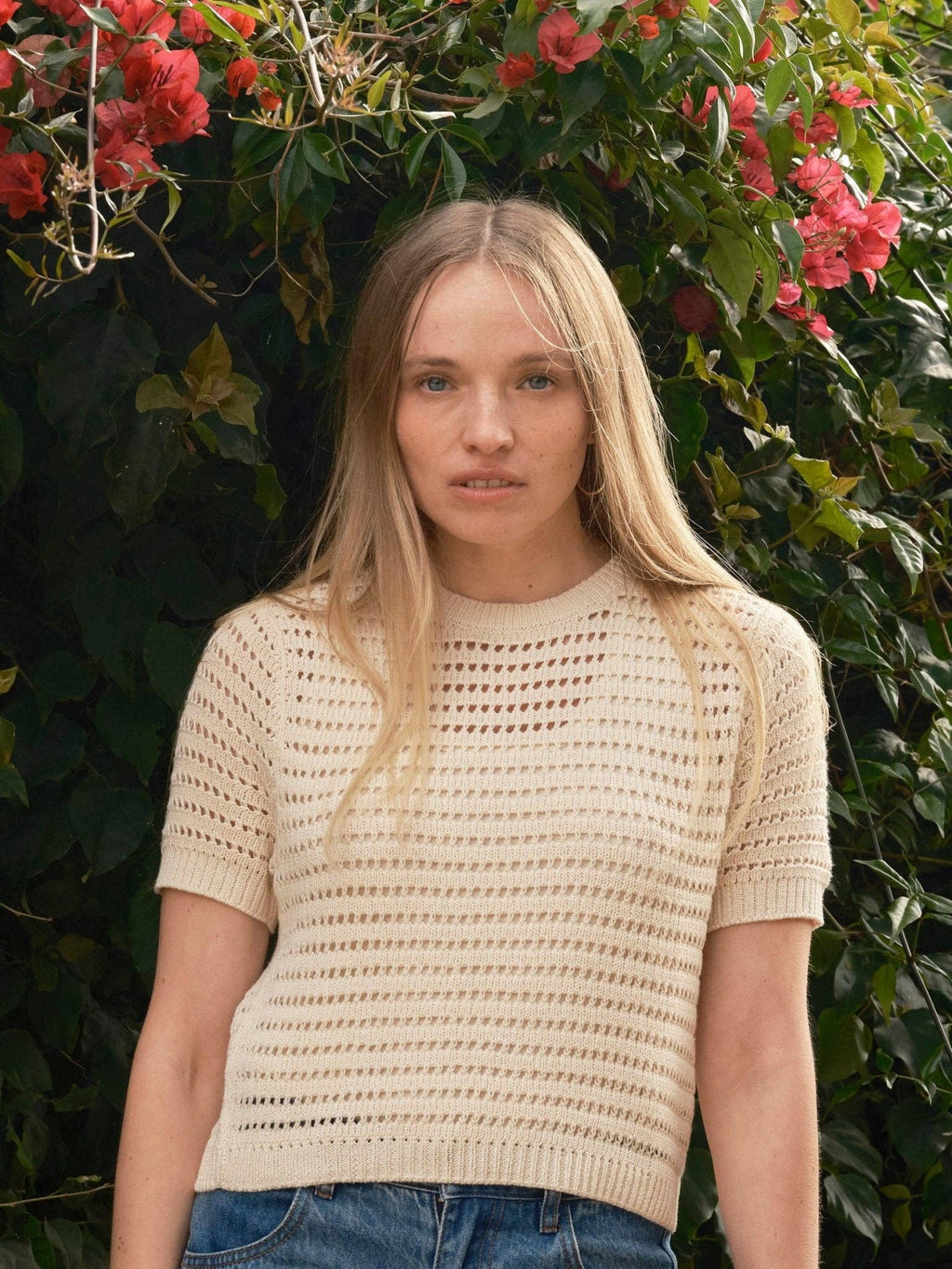 Open Knit Tee | Natural