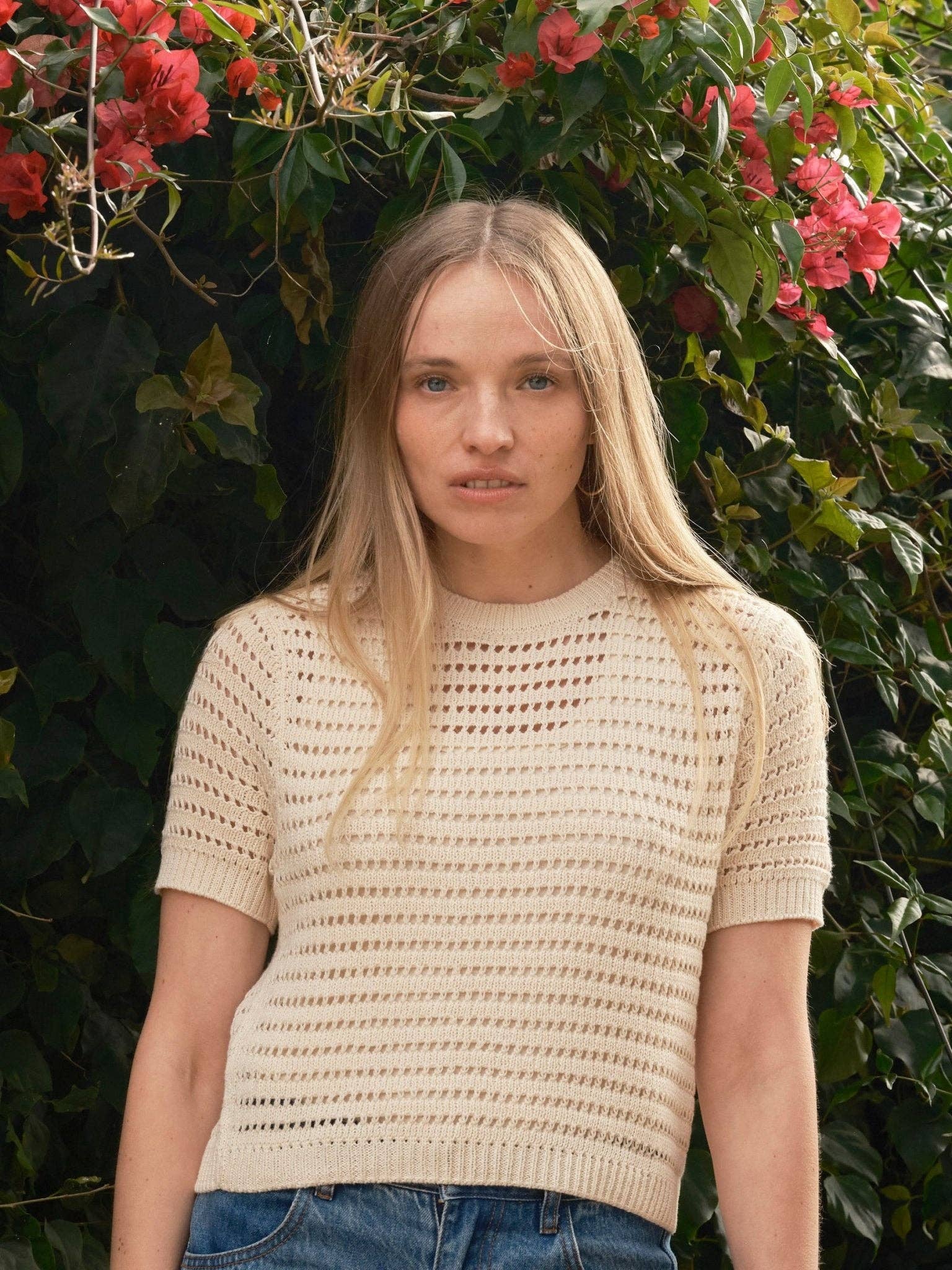 Open Knit Tee | Natural