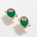 Olive Enamel Stud Earrings
