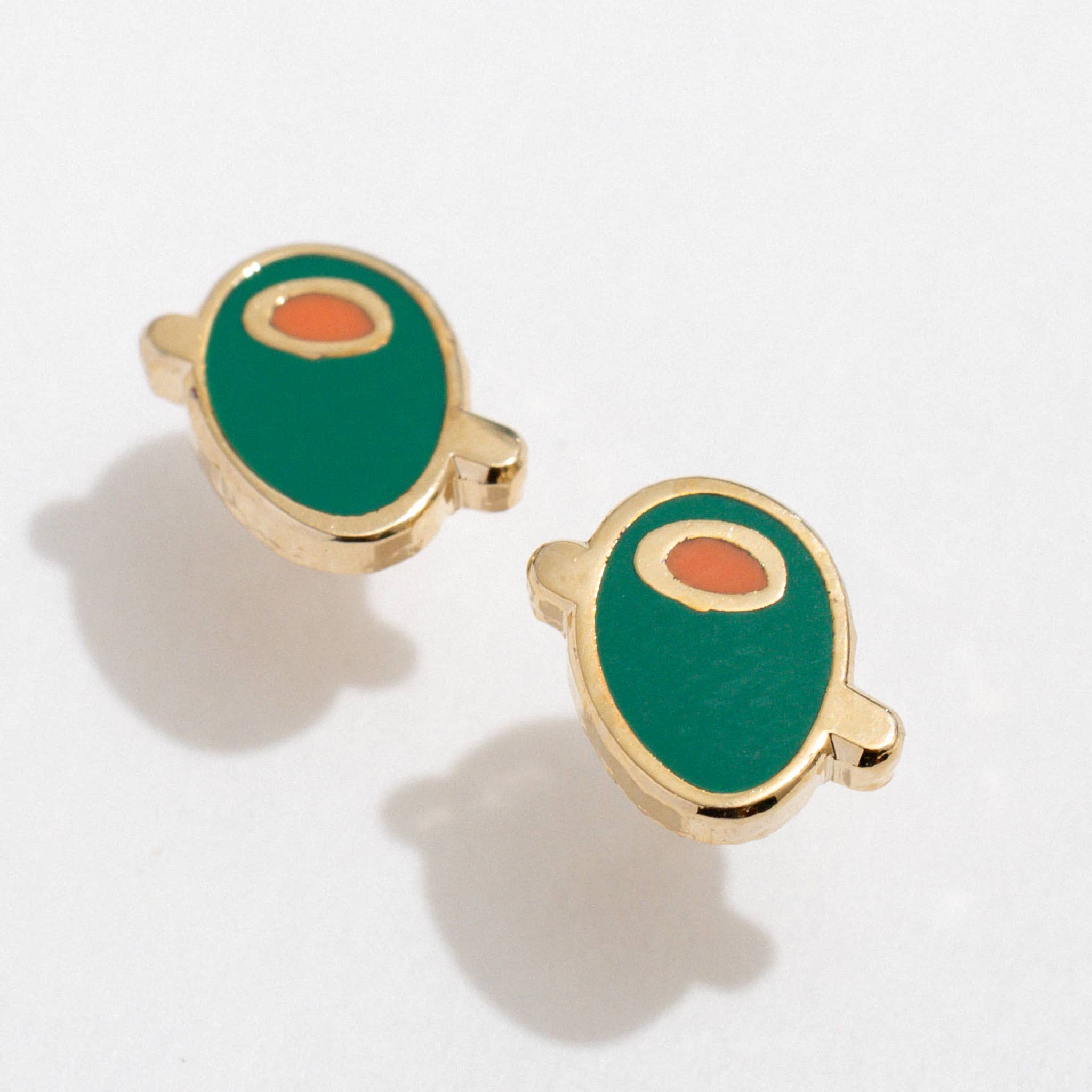 Olive Enamel Stud Earrings