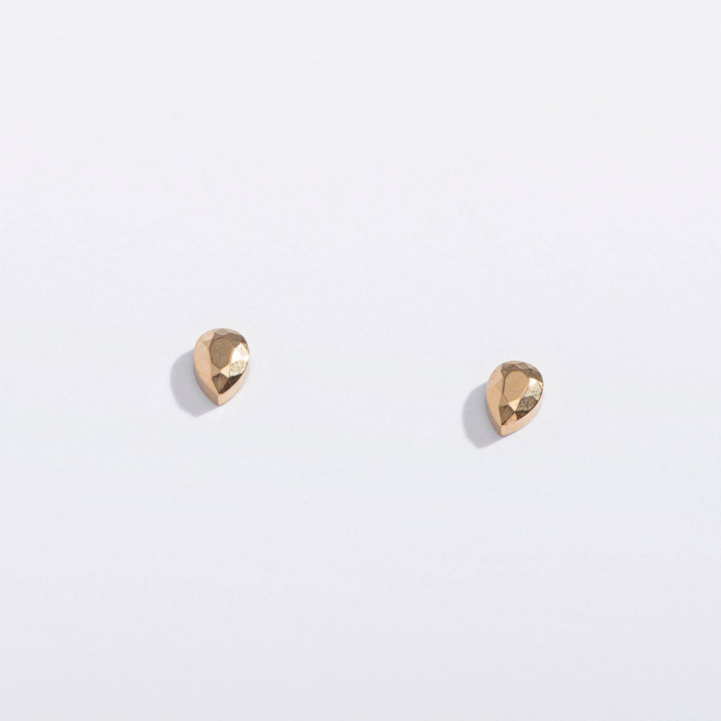 14k Gold PVD or Titanium Faceted Teardrop Flat Back Studs