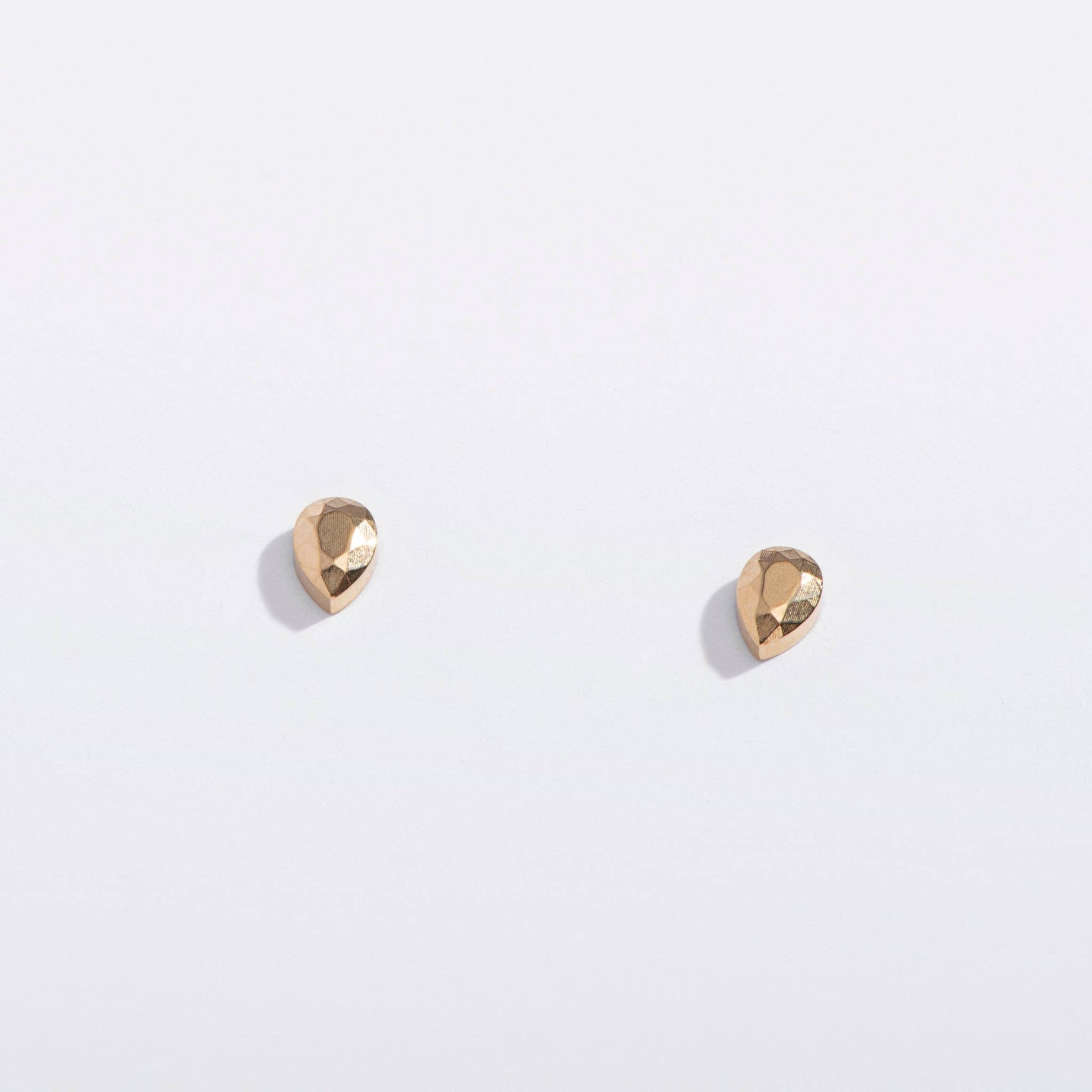 14k Gold PVD or Titanium Faceted Teardrop Flat Back Studs