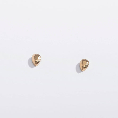 14k Gold PVD or Titanium Faceted Teardrop Flat Back Studs