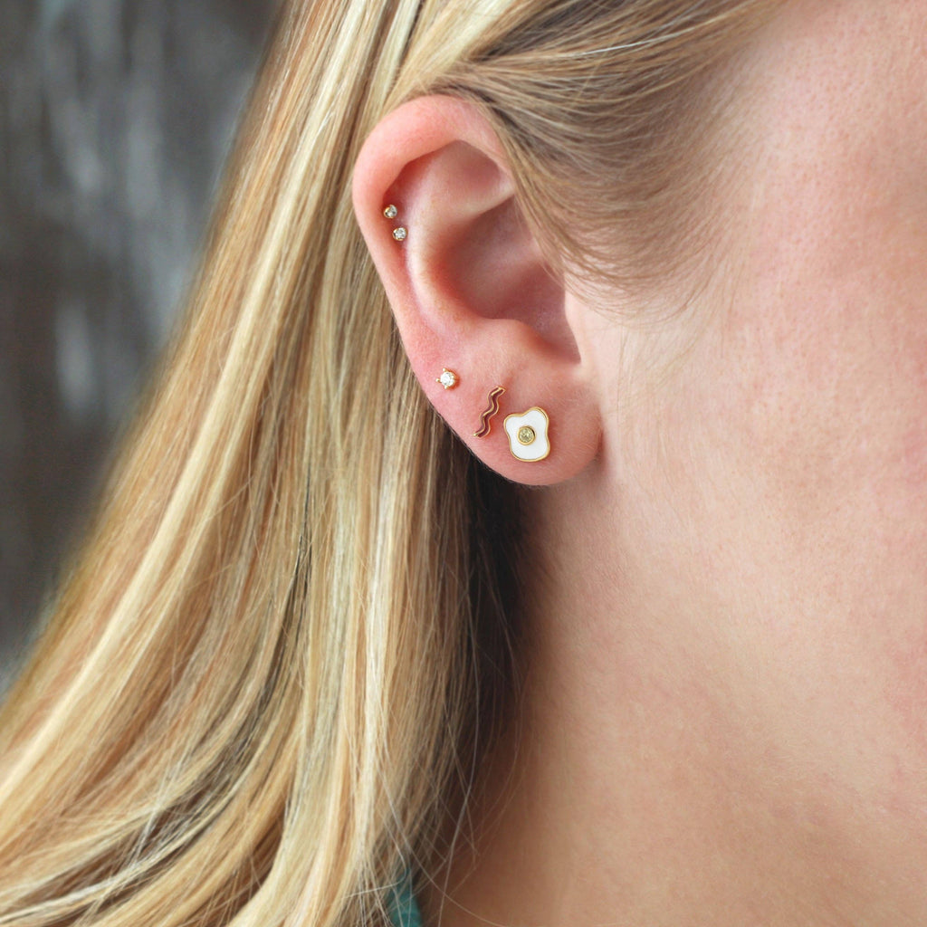 Bacon and Egg Enamel Stud Earrings