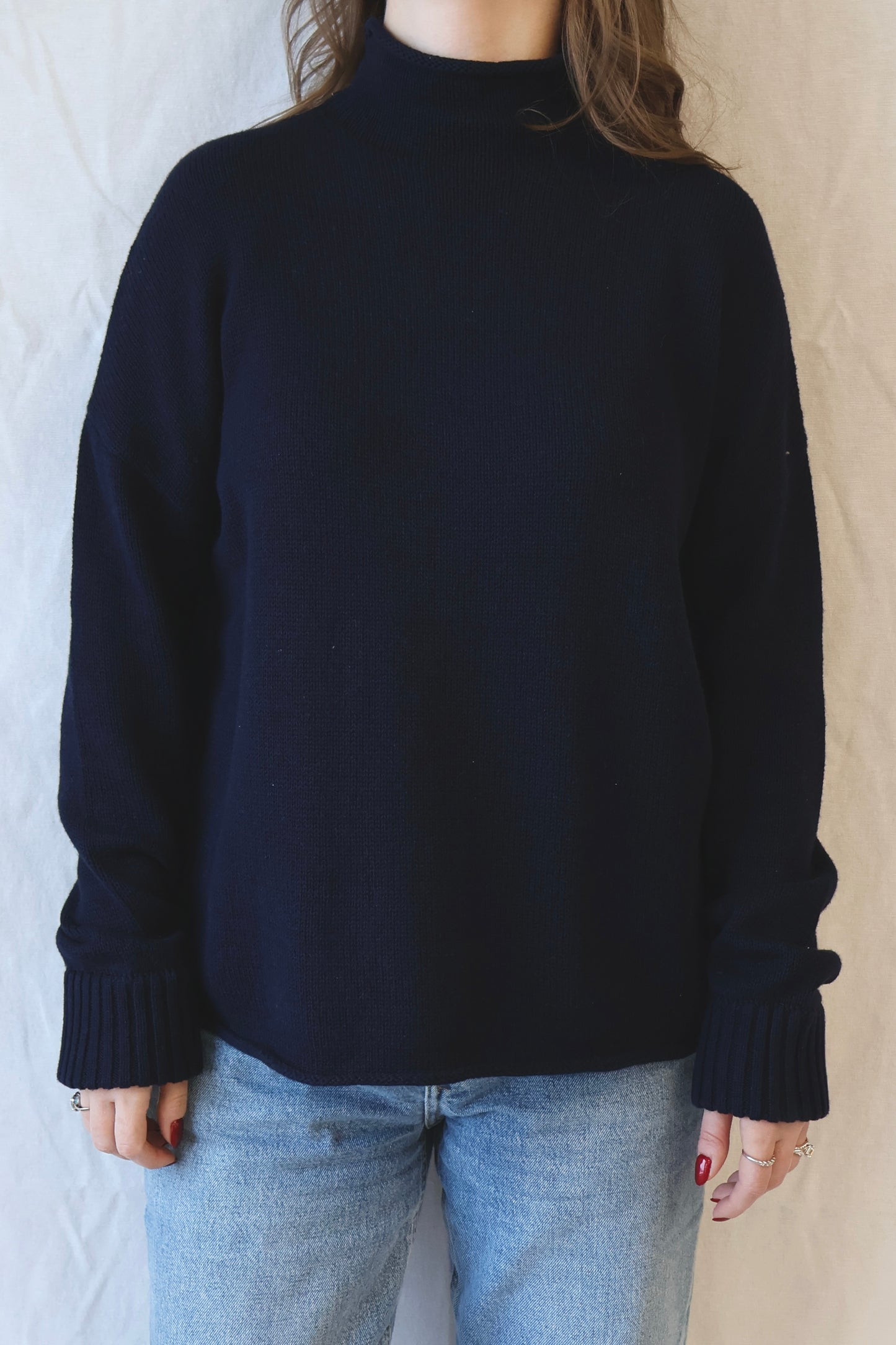 Nova Mock Neck Sweater | Navy