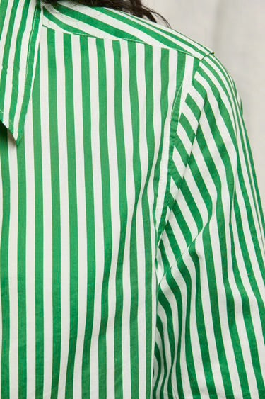 Gisele Poplin Button Down | Grass Stripe