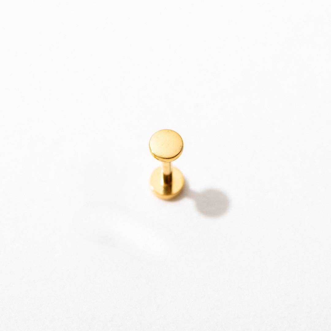 14k Gold PVD or Titanium Circle Flat Back Stud Earrings - Pair