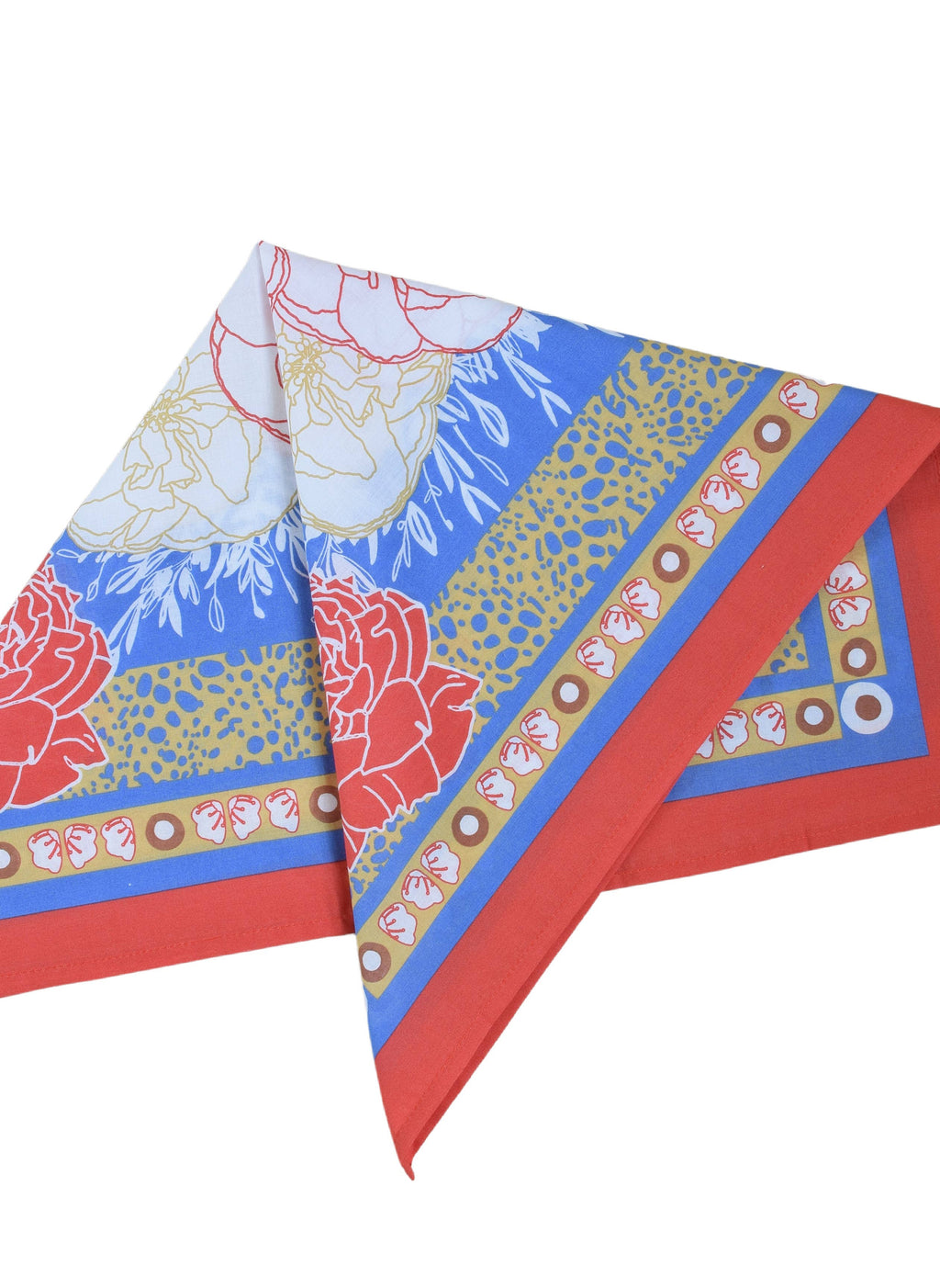 Peony Bandana - 100% Cotton - Hand Printed - Red