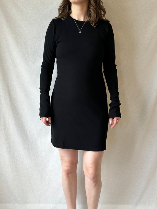 Victoria Rib Mini Dress | Black