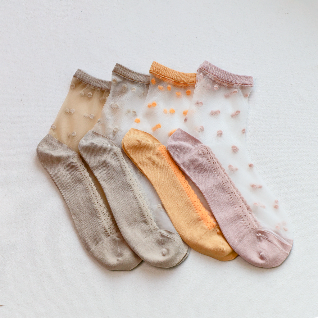Sheer Polka Dot Ankle Socks