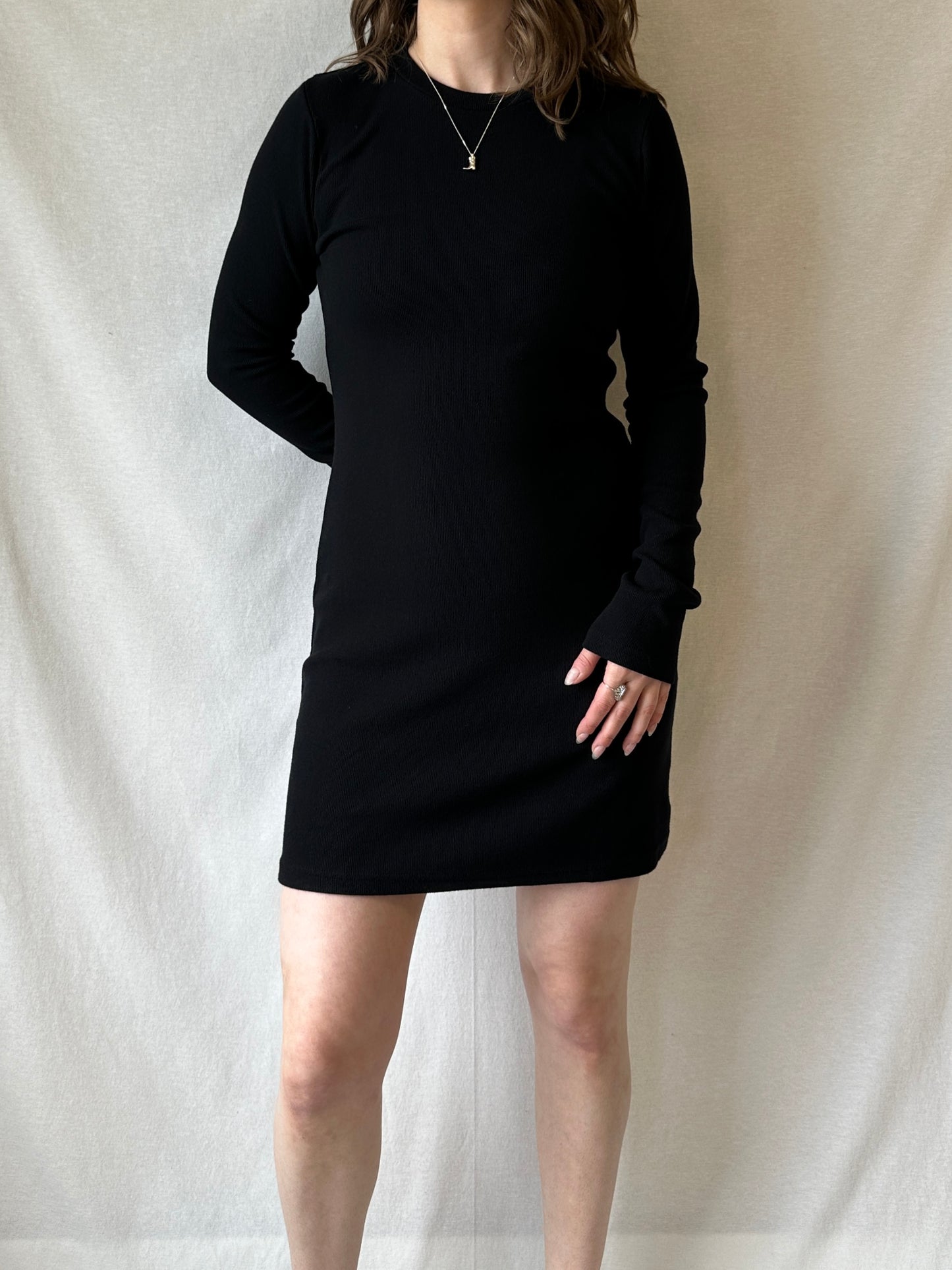 Victoria Rib Mini Dress | Black