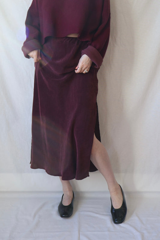Bias Slip Skirt | Aubergine