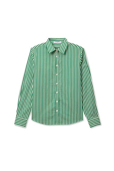 Gisele Poplin Button Down | Grass Stripe