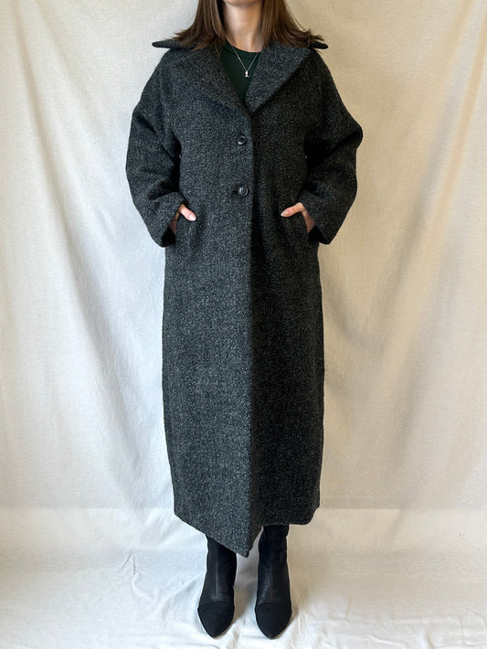 Wool Blend Maxi Coat | Dark Grey