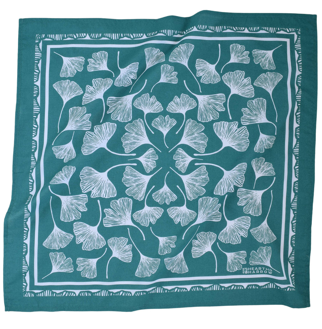 Ginkgo Leaf Bandana | Teal Green