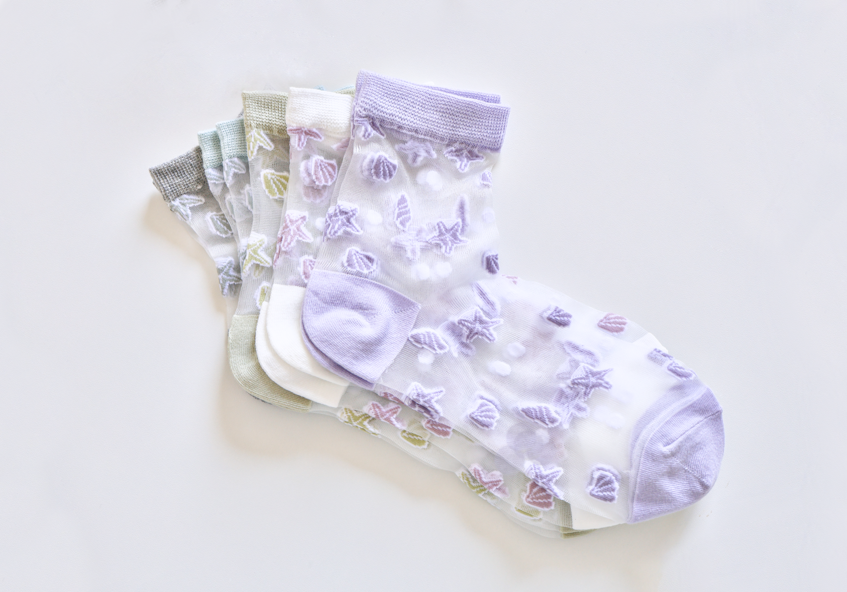 Women's Sheer Socks - Summer Breathable Starfish & Seashell