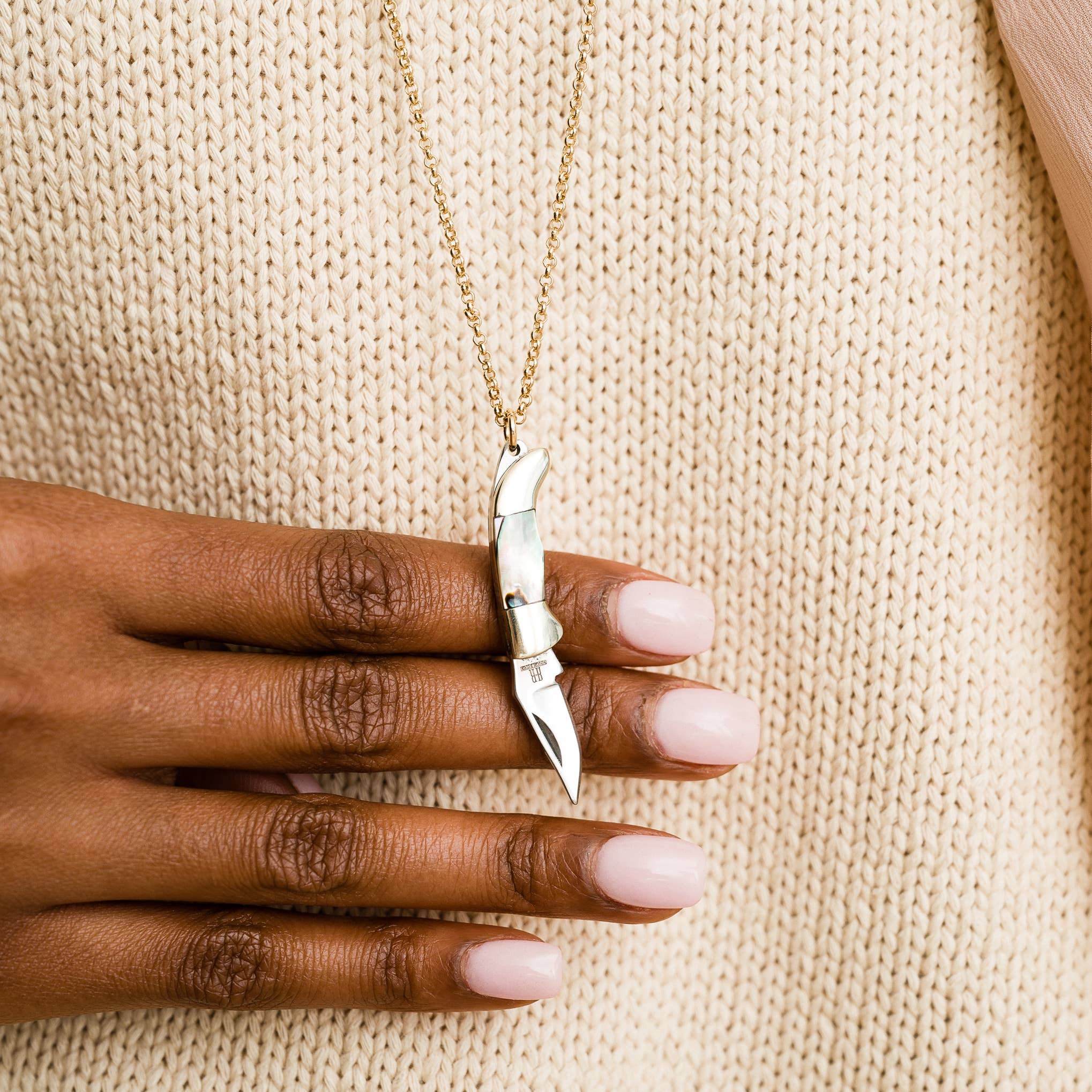 Judith Gold or Silver Abalone Utility Safety Necklace: Gold Plated  | Larissa Loden