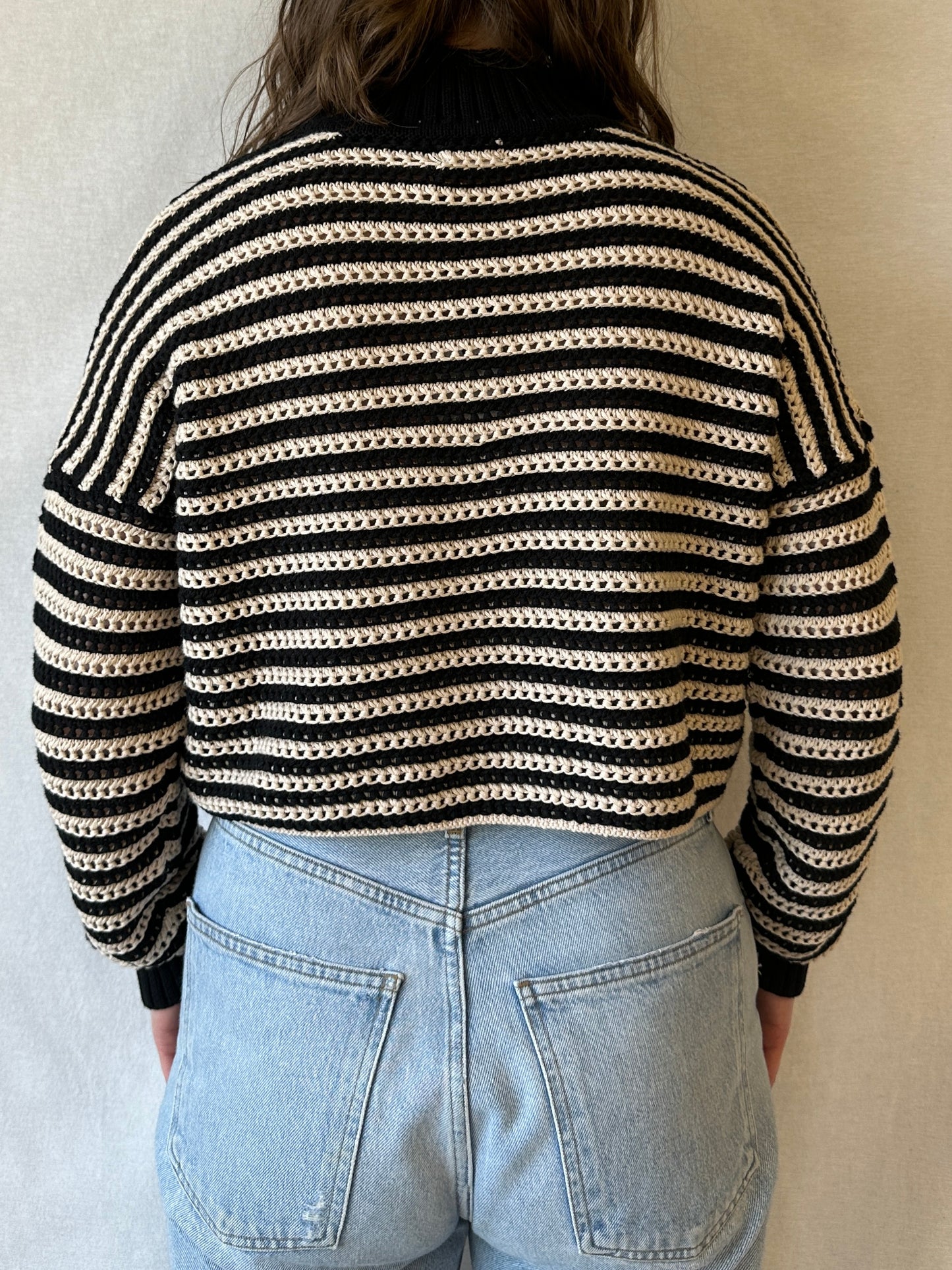 June Cropped Sweater | Sand + Black