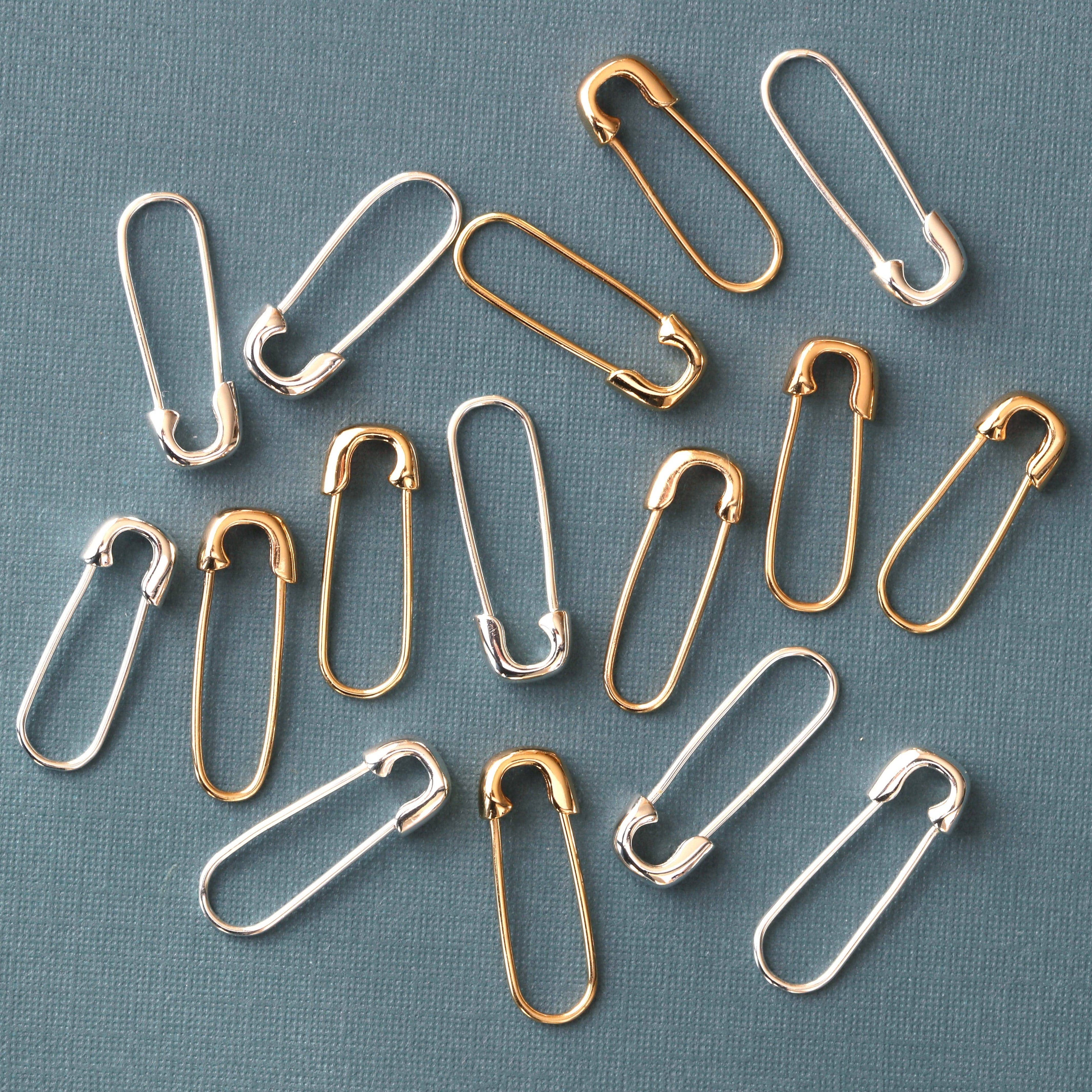 Safety Pin Hoop Earrings: 18K Gold Vermeil