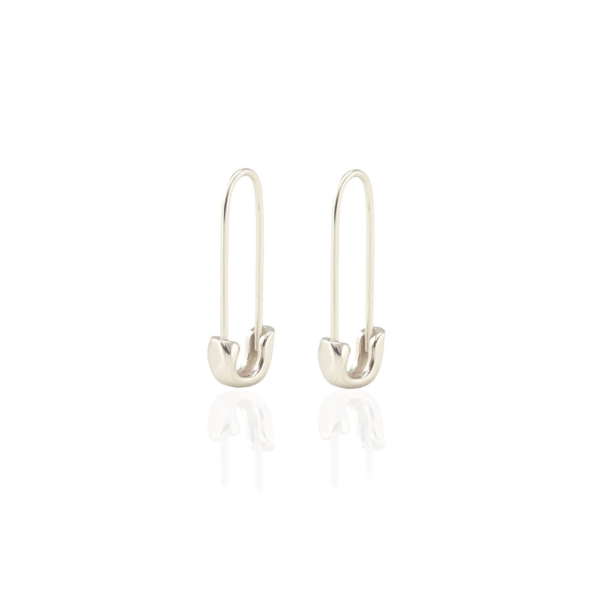 Safety Pin Hoop Earrings: 18K Gold Vermeil