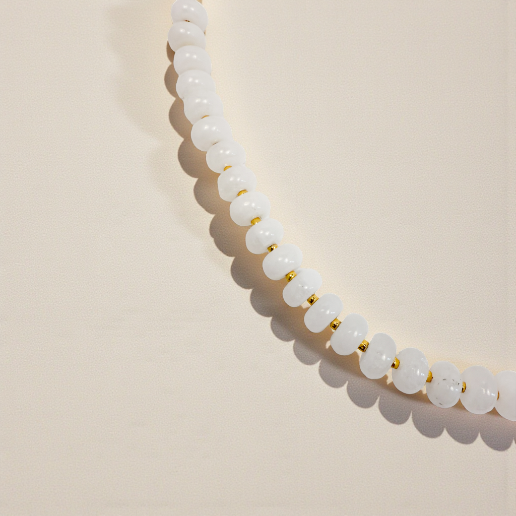 Bold Gemstone Beaded Necklace White Quartz