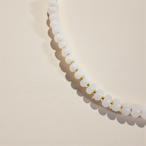 Bold Gemstone Beaded Necklace White Quartz