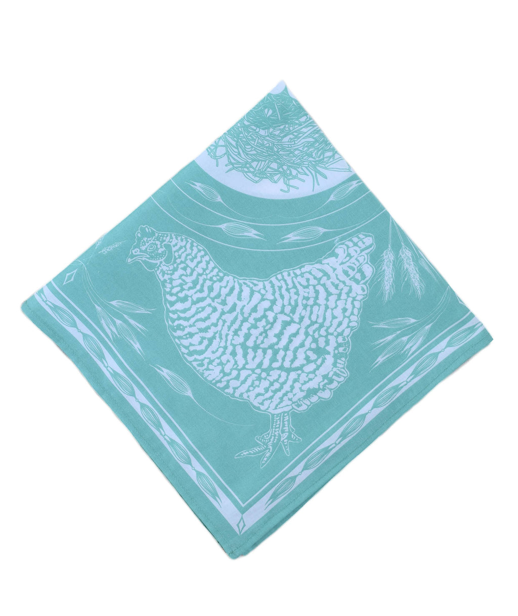 Chicken Bandana - 100% Cotton - Aqua