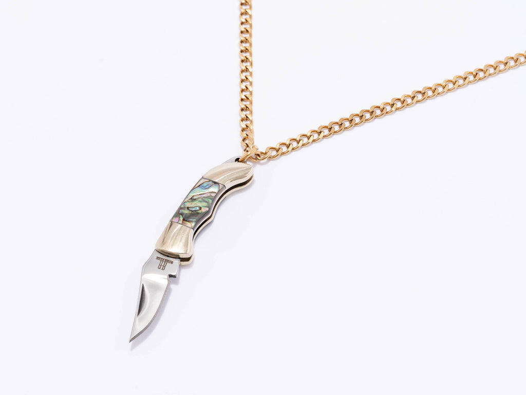 Judith Gold or Silver Abalone Utility Safety Necklace: Gold Plated  | Larissa Loden