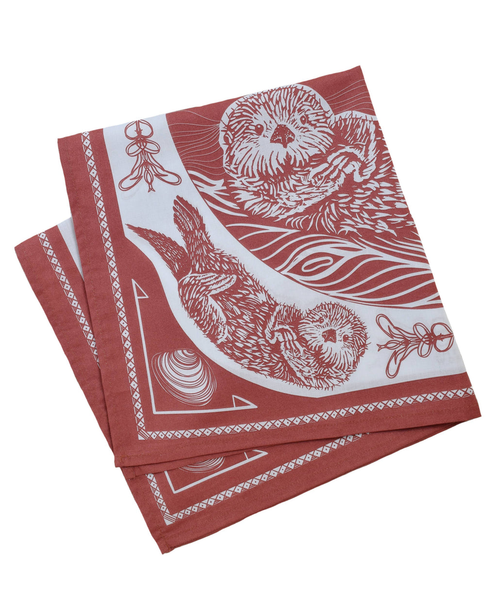Otter Bandana | 100% Cotton | Brick Red