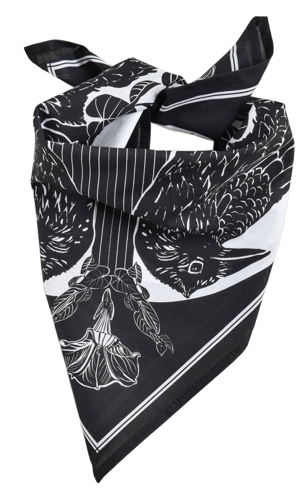 Crow Bandana - Dark Black - 100% Cotton - Bird Print Hanky